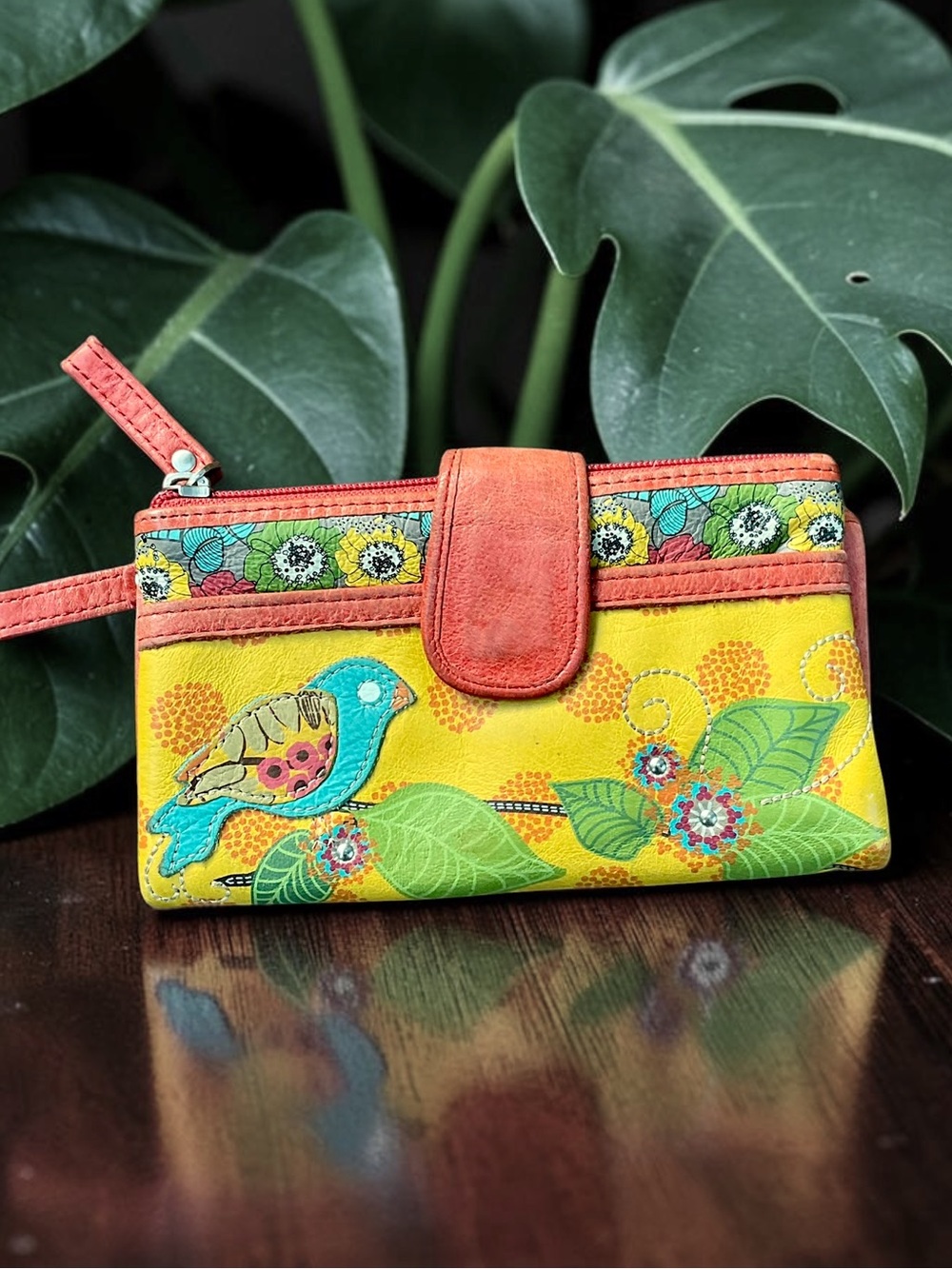 🌺Fossil Colorful Leather Patchwork Wallet